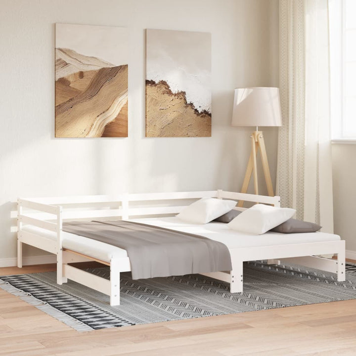 daybed med udtræk 2x(90x200) cm massivt fyrretræ hvid