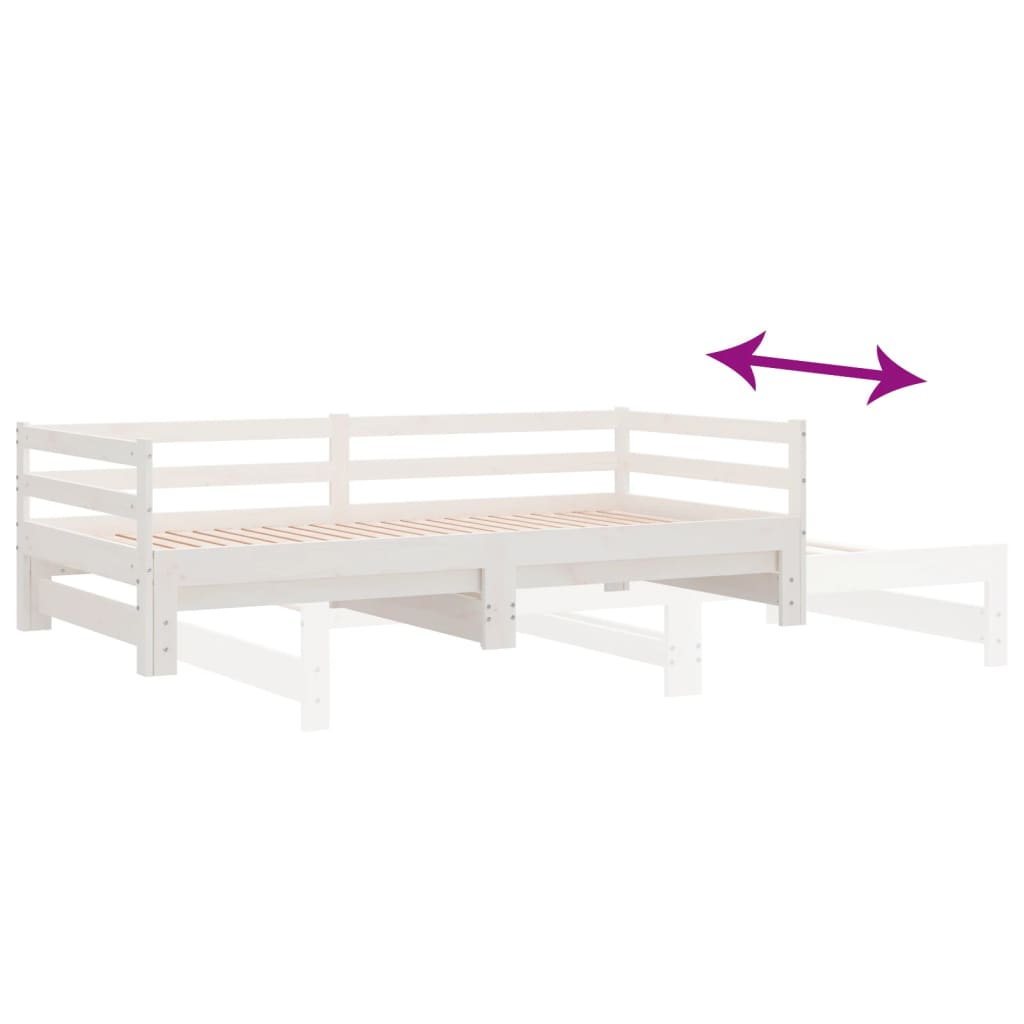 daybed med udtræk 2x(90x200) cm massivt fyrretræ hvid