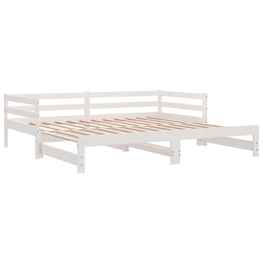daybed med udtræk 2x(90x200) cm massivt fyrretræ hvid
