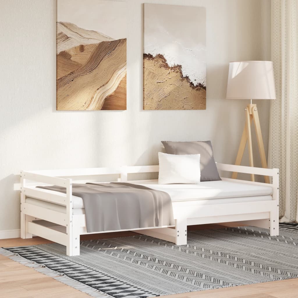 daybed med udtræk 2x(90x200) cm massivt fyrretræ hvid
