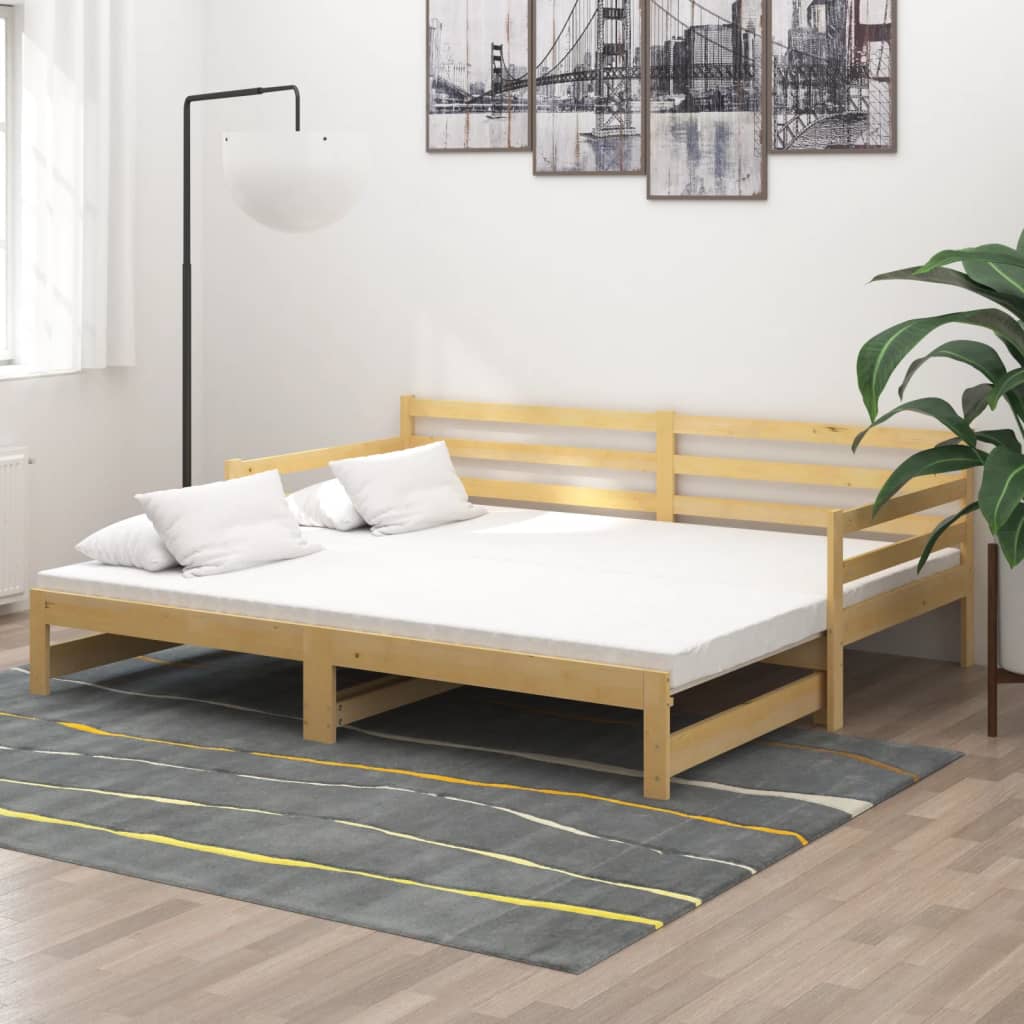 daybed med udtræk 2x(90x200) cm massivt fyrretræ