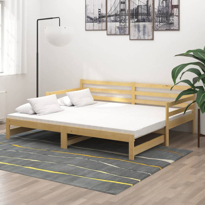 daybed med udtræk 2x(90x200) cm massivt fyrretræ
