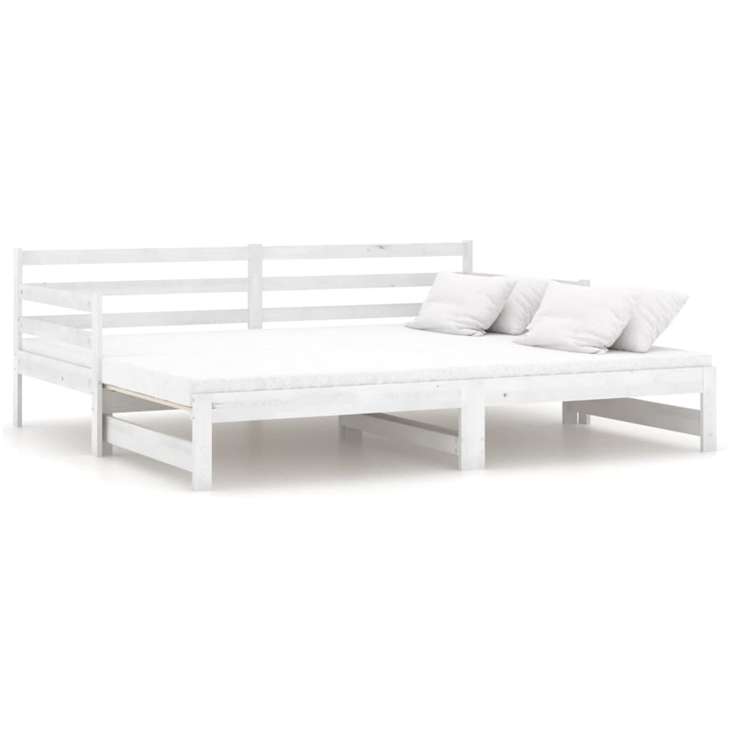 daybed med udtræk 2x(90x200) cm massivt fyrretræ hvid