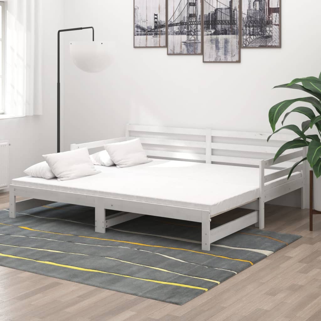 daybed med udtræk 2x(90x200) cm massivt fyrretræ hvid