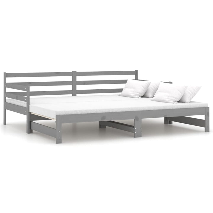 daybed med udtræk 2x(90x200) cm massivt fyrretræ grå