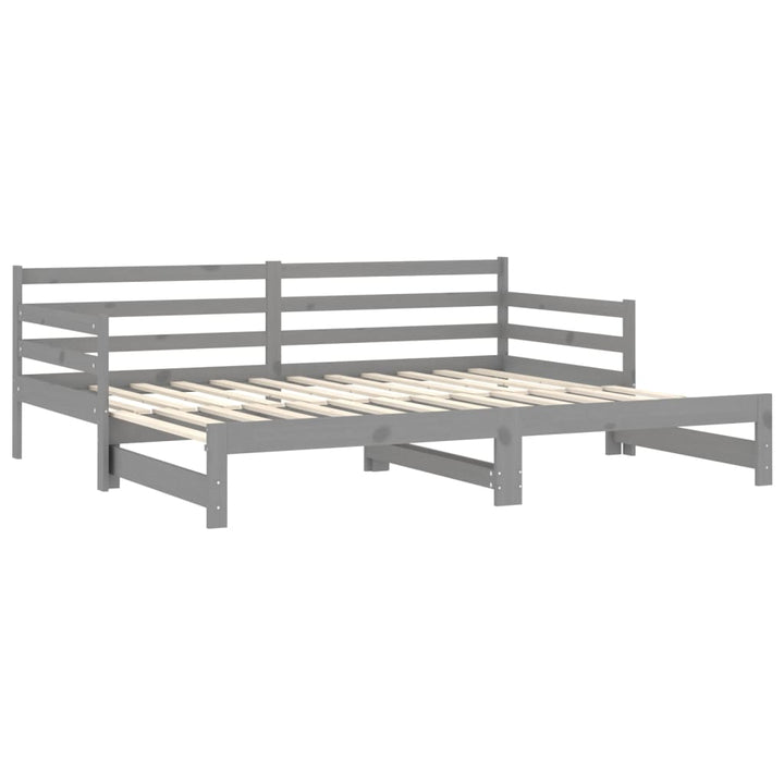 daybed med udtræk 2x(90x200) cm massivt fyrretræ grå