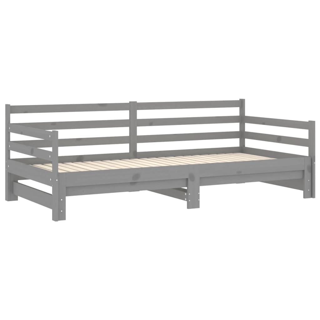 daybed med udtræk 2x(90x200) cm massivt fyrretræ grå