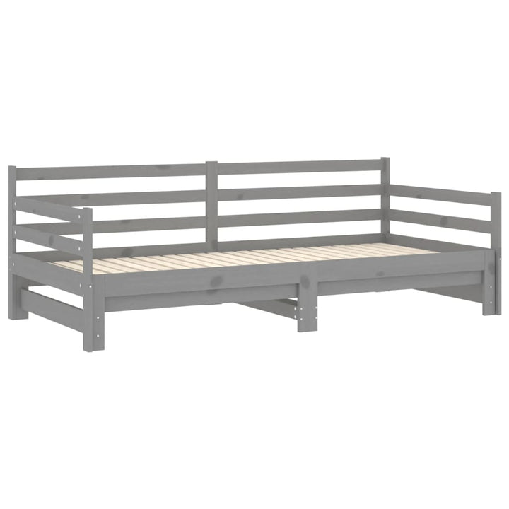 daybed med udtræk 2x(90x200) cm massivt fyrretræ grå