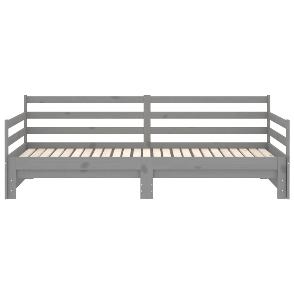 daybed med udtræk 2x(90x200) cm massivt fyrretræ grå