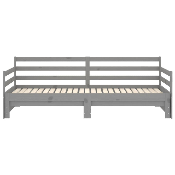 daybed med udtræk 2x(90x200) cm massivt fyrretræ grå