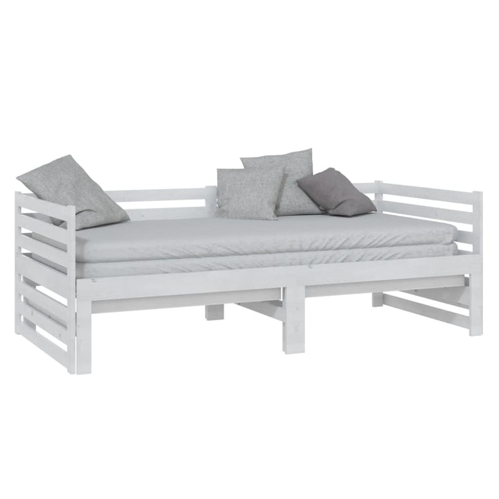 daybed med udtræk 2x(90x200) cm massivt fyrretræ hvid