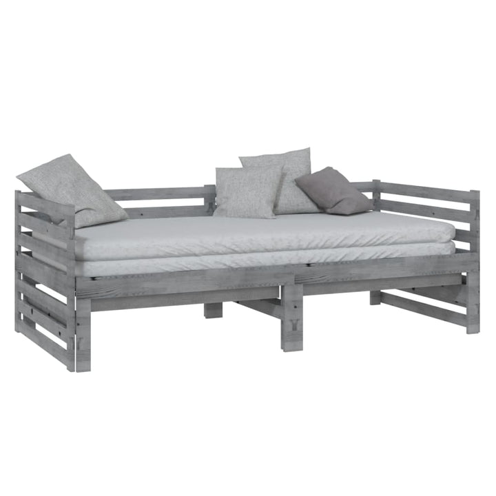 daybed med udtræk 2x(90x200) cm massivt fyrretræ grå