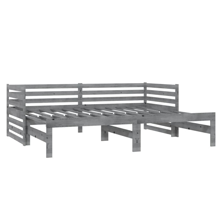 daybed med udtræk 2x(90x200) cm massivt fyrretræ grå