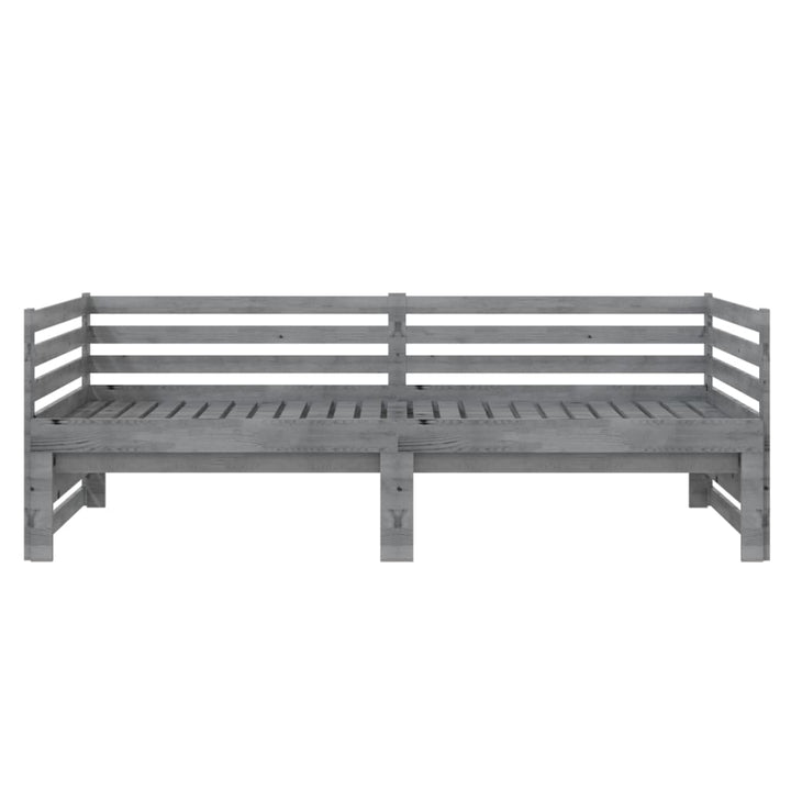 daybed med udtræk 2x(90x200) cm massivt fyrretræ grå