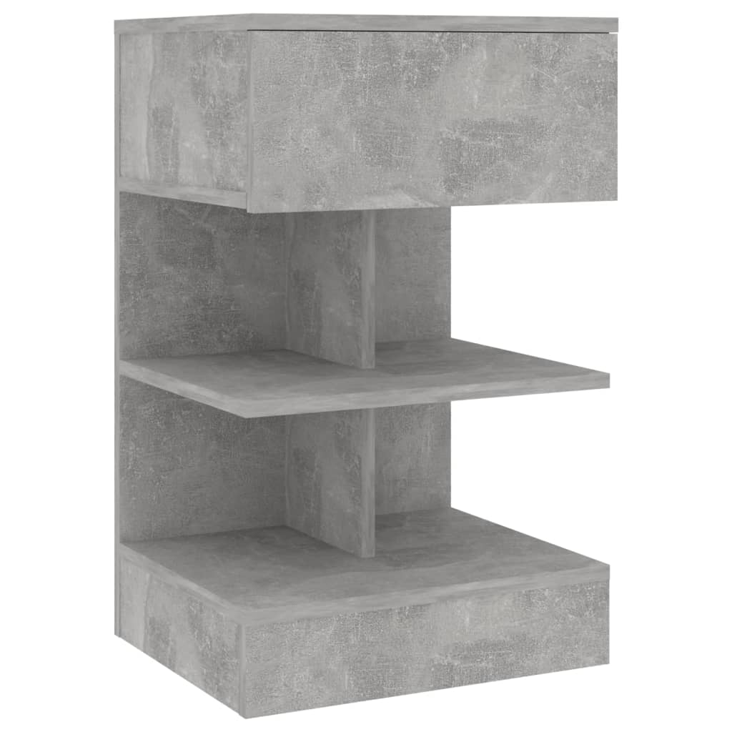 sengebord 40x35x65 cm konstrueret træ betongrå