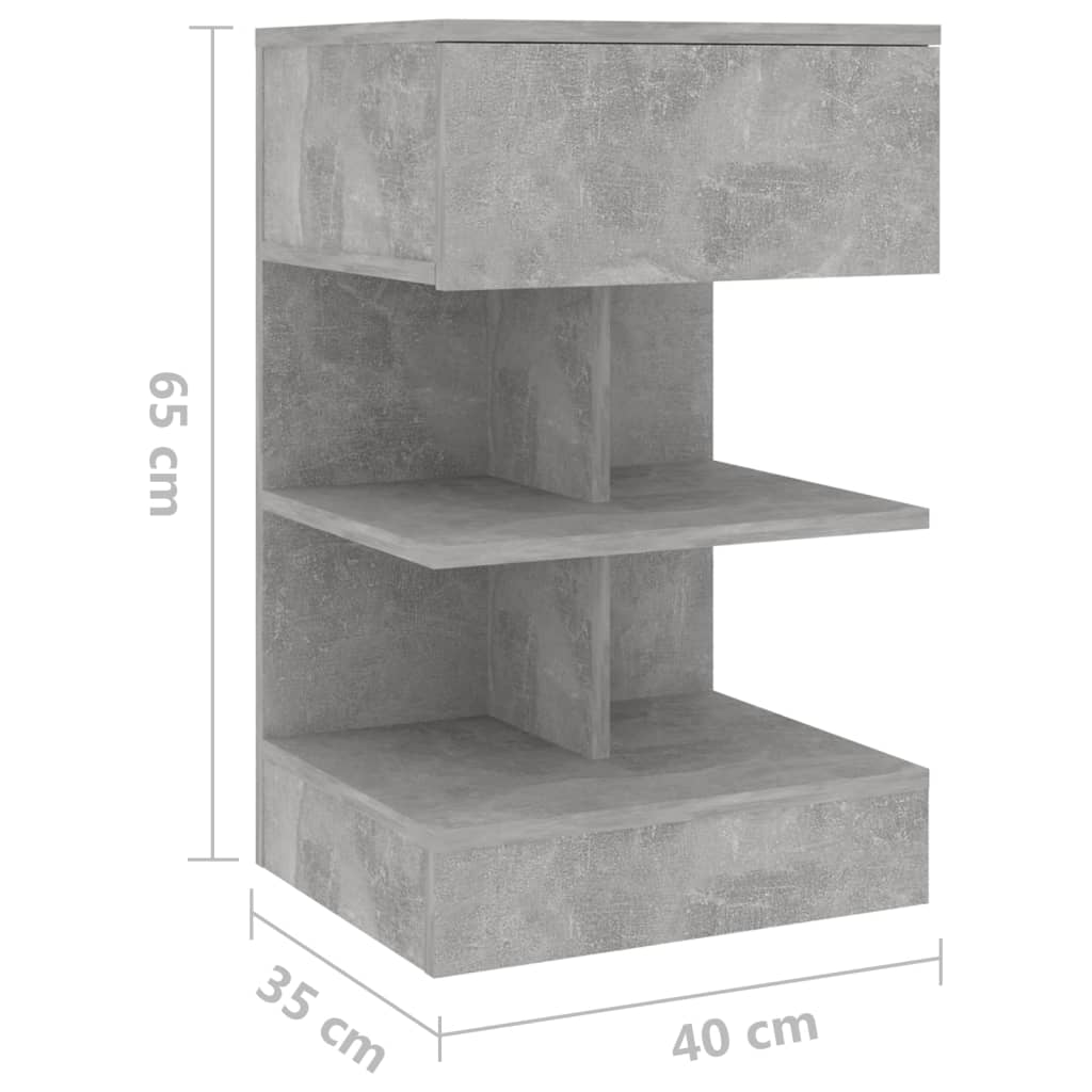 sengebord 40x35x65 cm konstrueret træ betongrå