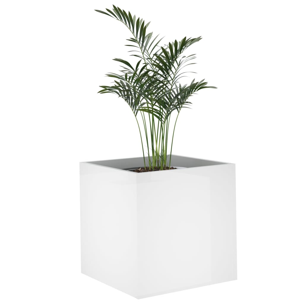 plantekasse 40x40x40 cm konstrueret træ hvid højglans
