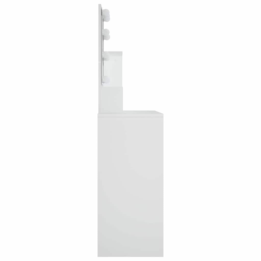 makeupbord med LED-lys 86,5x35x136 cm hvid