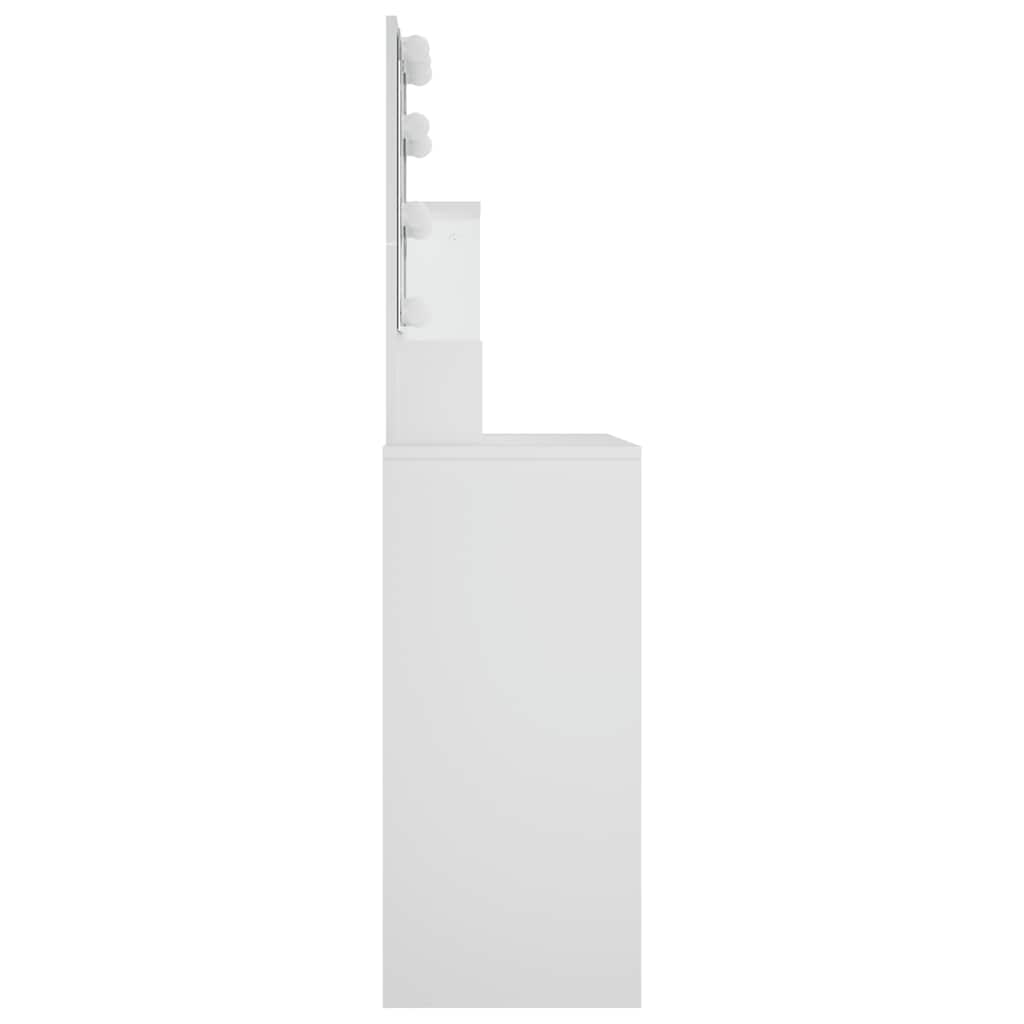 makeupbord med LED-lys 86,5x35x136 cm hvid