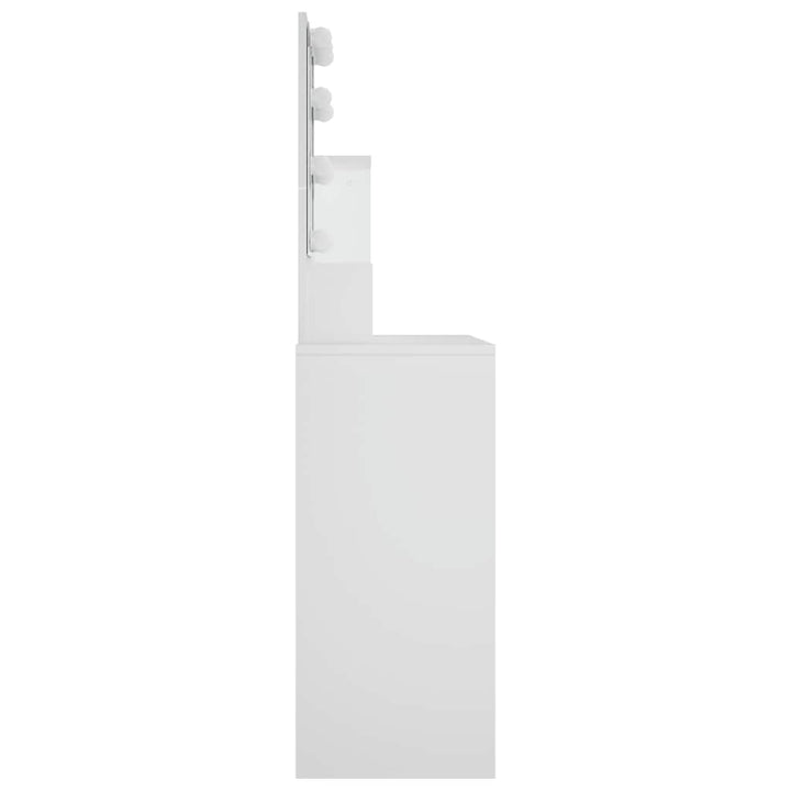 makeupbord med LED-lys 86,5x35x136 cm hvid
