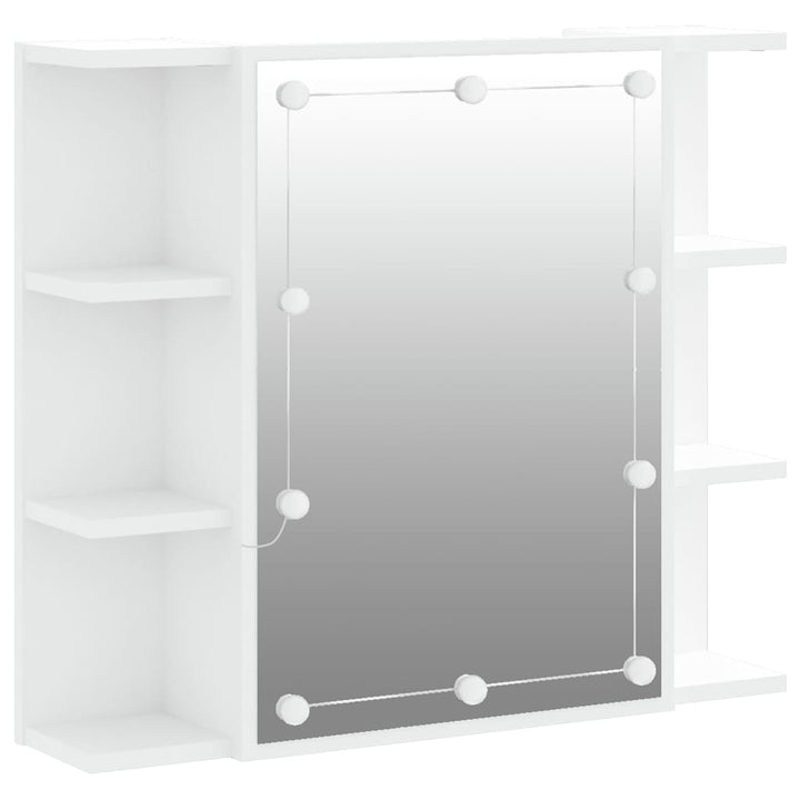 spejlskab med LED-lys 70x16,5x60 cm hvid
