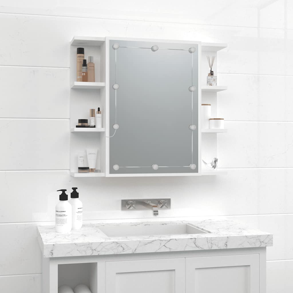 spejlskab med LED-lys 70x16,5x60 cm hvid