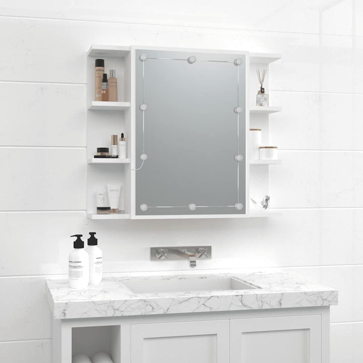 spejlskab med LED-lys 70x16,5x60 cm hvid