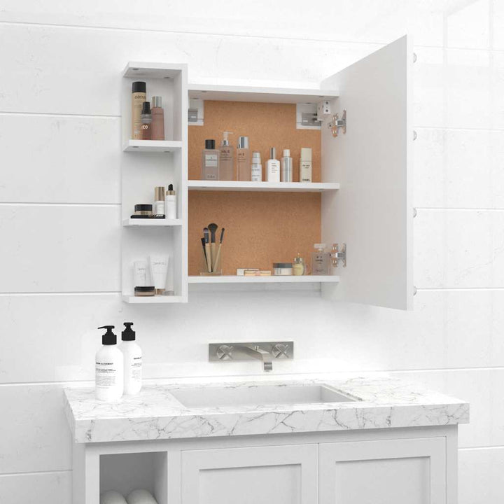 spejlskab med LED-lys 70x16,5x60 cm hvid
