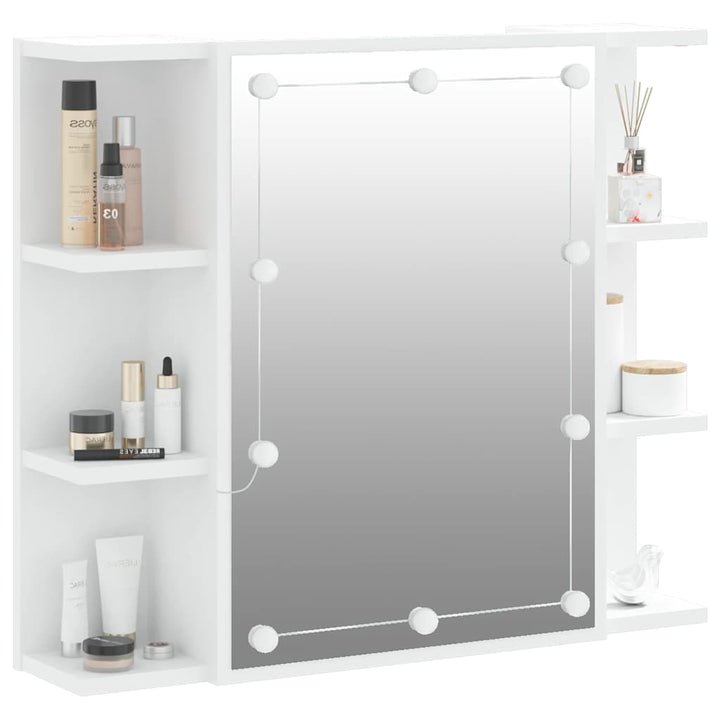 spejlskab med LED-lys 70x16,5x60 cm hvid