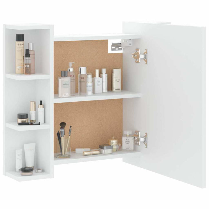 spejlskab med LED-lys 70x16,5x60 cm hvid