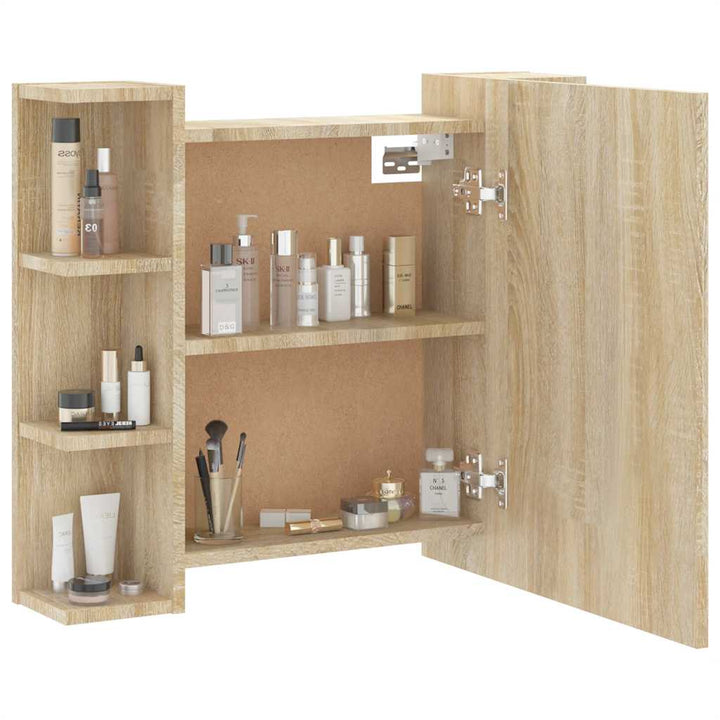 spejlskab med LED-lys 70x16,5x60 cm sonoma-eg