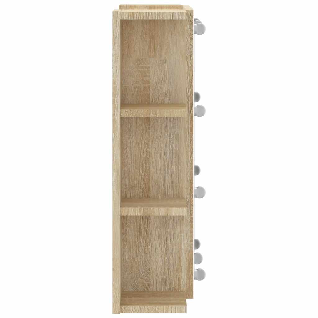 spejlskab med LED-lys 70x16,5x60 cm sonoma-eg