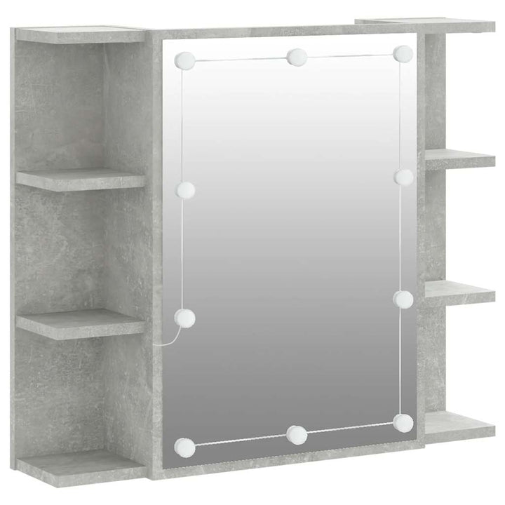spejlskab med LED-lys 70x16,5x60 cm betongrå