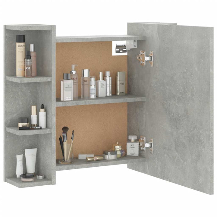 spejlskab med LED-lys 70x16,5x60 cm betongrå