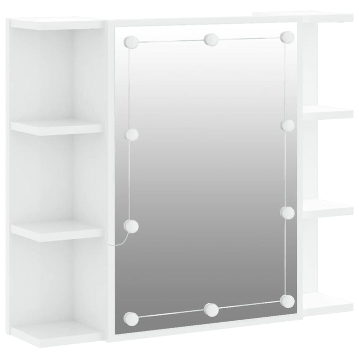 spejlskab med LED-lys 70x16,5x60 cm hvid højglans