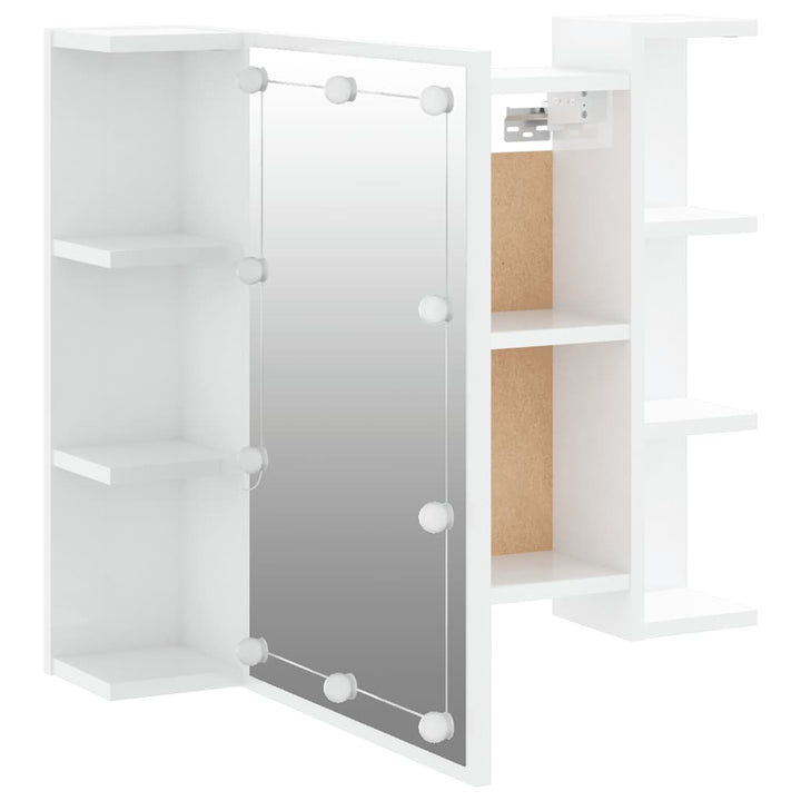 spejlskab med LED-lys 70x16,5x60 cm hvid højglans