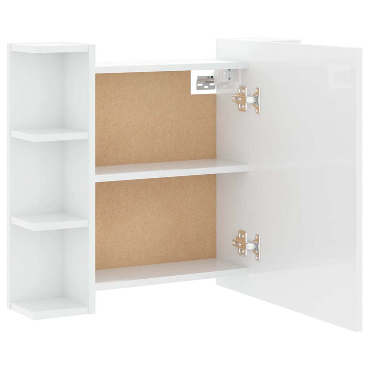 spejlskab med LED-lys 70x16,5x60 cm hvid højglans