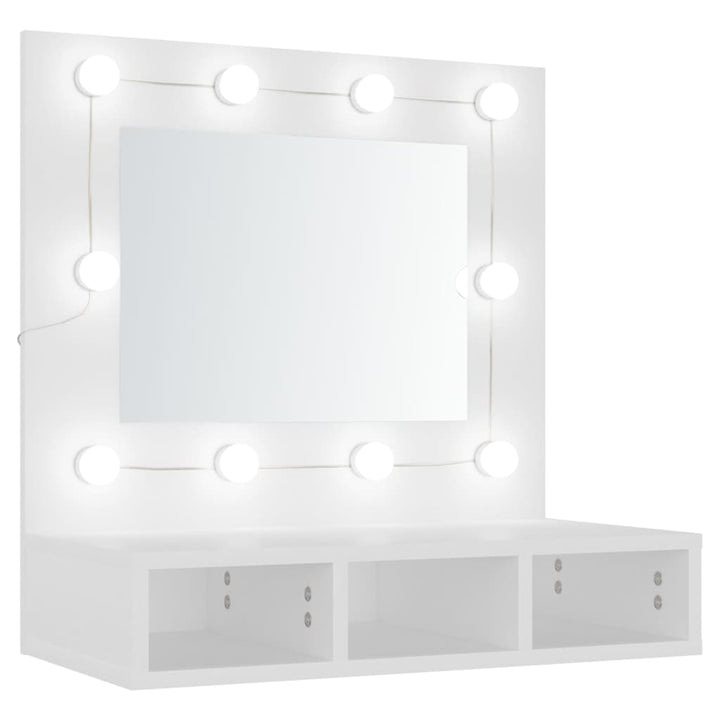 spejlskab med LED-lys 60x31,5x62 cm hvid