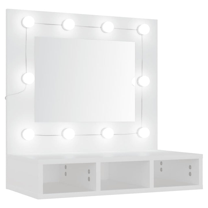 spejlskab med LED-lys 60x31,5x62 cm hvid
