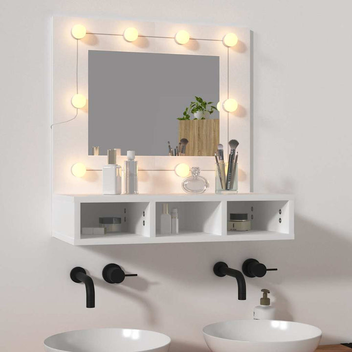 spejlskab med LED-lys 60x31,5x62 cm hvid