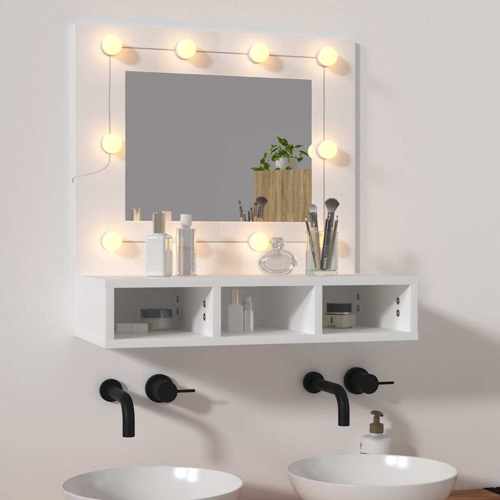 spejlskab med LED-lys 60x31,5x62 cm hvid
