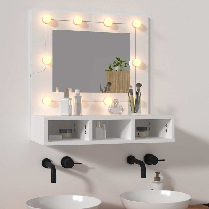 spejlskab med LED-lys 60x31,5x62 cm hvid