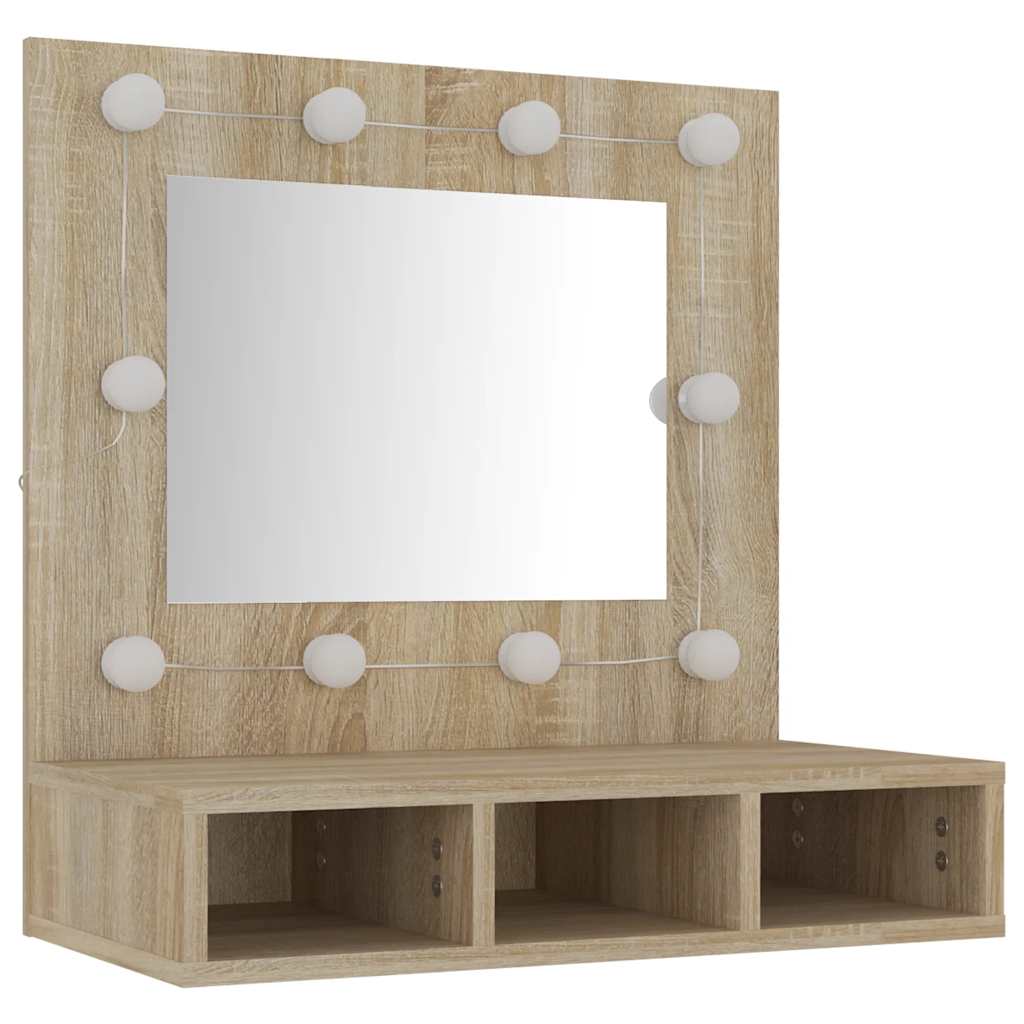 spejlskab med LED-lys 60x31,5x62 cm sonoma-eg