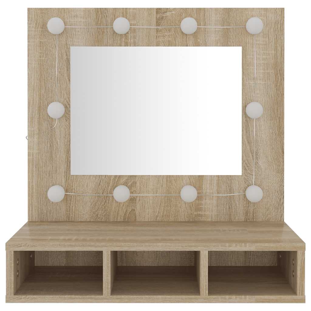 spejlskab med LED-lys 60x31,5x62 cm sonoma-eg