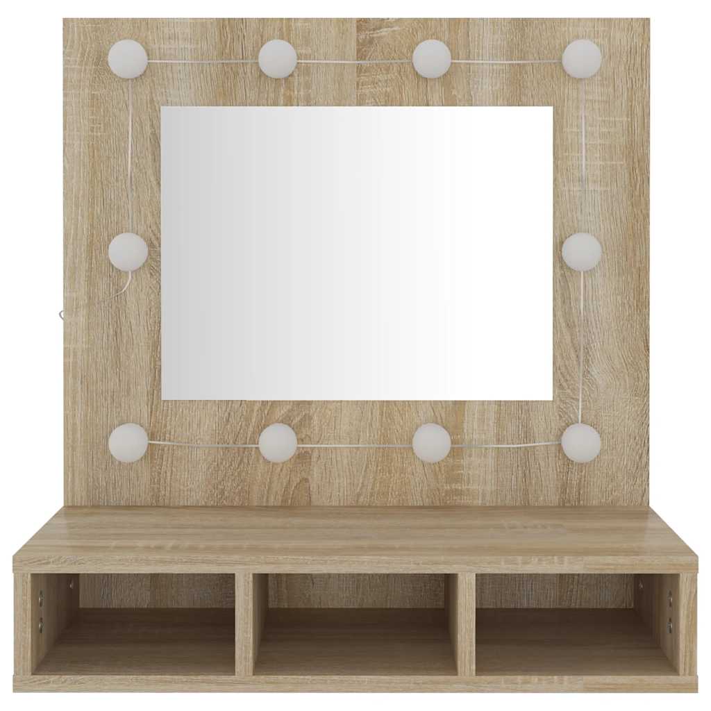 spejlskab med LED-lys 60x31,5x62 cm sonoma-eg