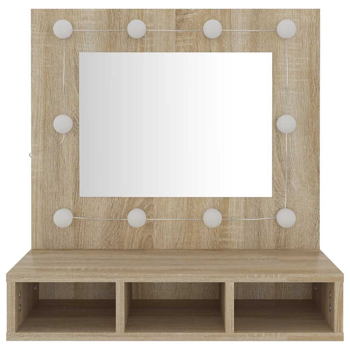 spejlskab med LED-lys 60x31,5x62 cm sonoma-eg