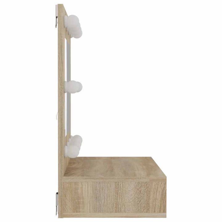spejlskab med LED-lys 60x31,5x62 cm sonoma-eg