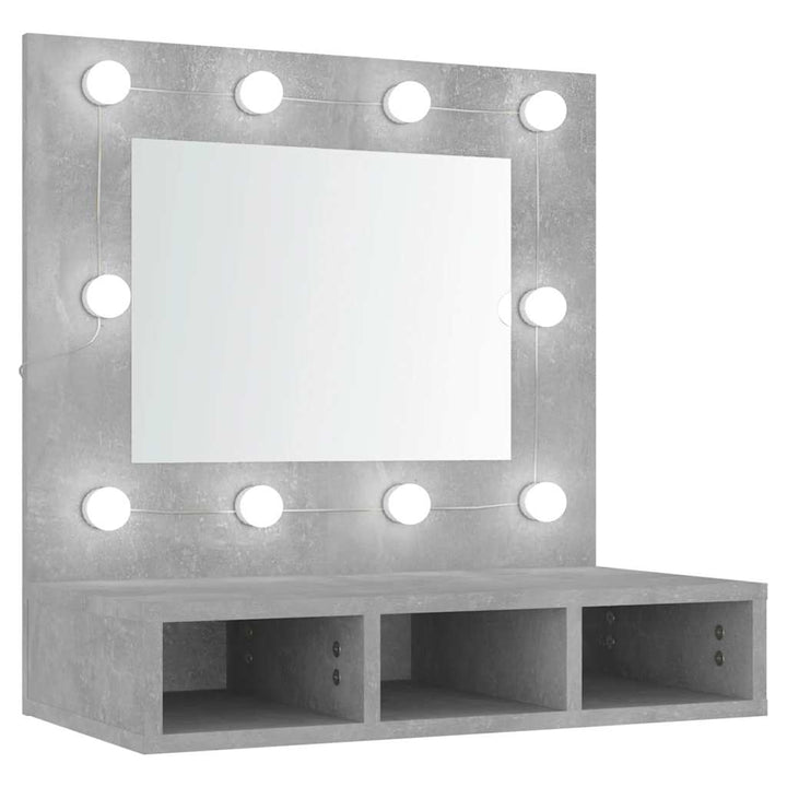 spejlskab med LED-lys 60x31,5x62 cm betongrå