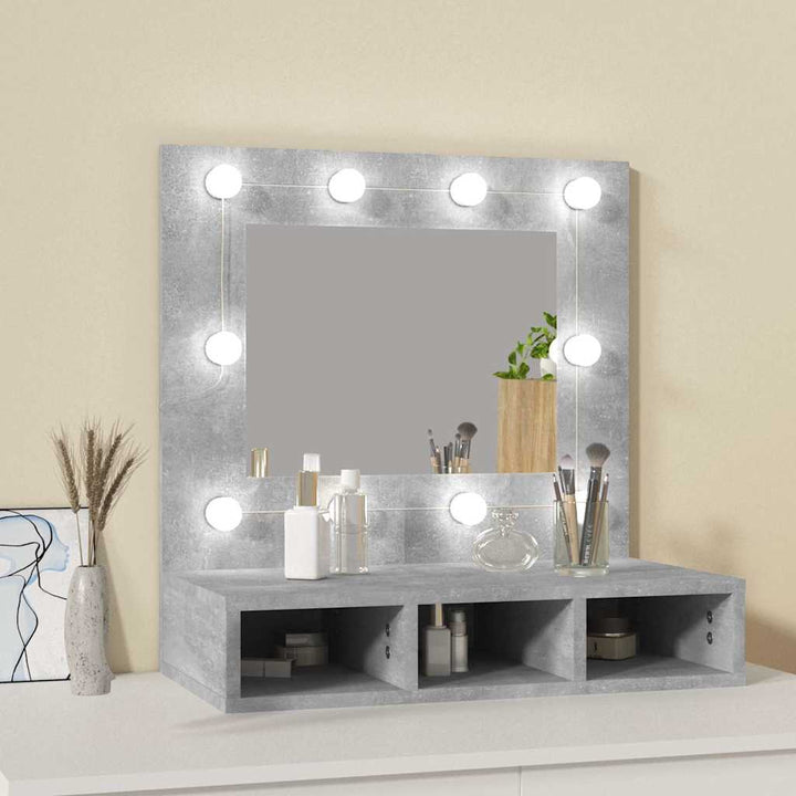spejlskab med LED-lys 60x31,5x62 cm betongrå