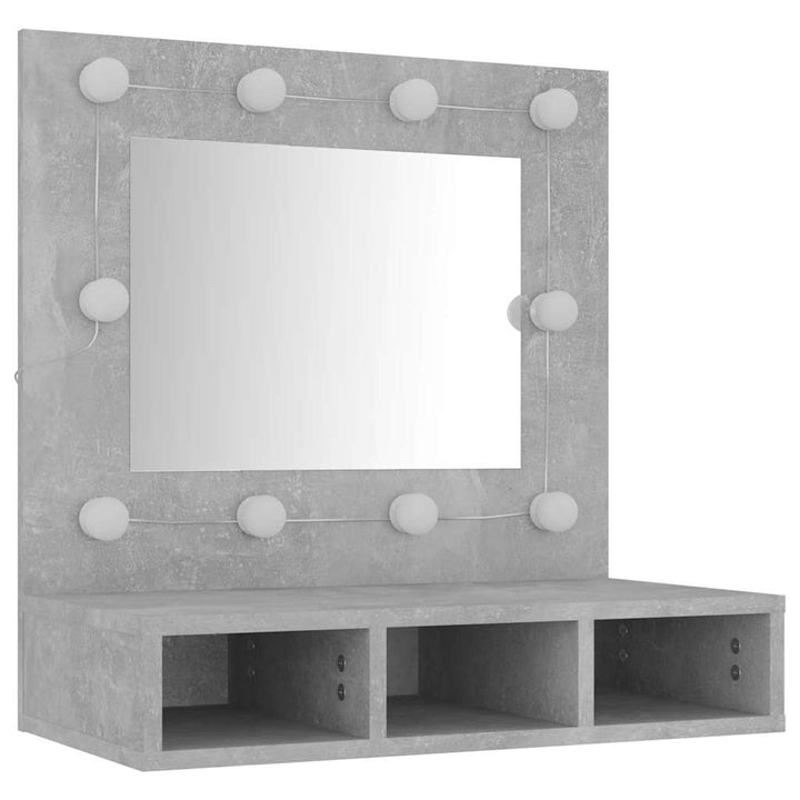 spejlskab med LED-lys 60x31,5x62 cm betongrå